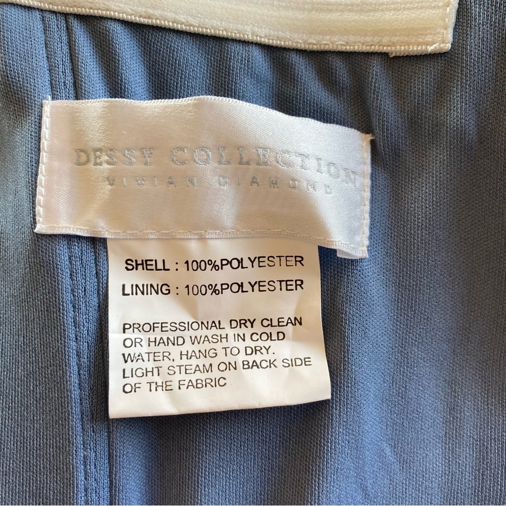 Dessy Collection NWT Off Shoulder Trumpet Gown Front Slit Larkspur Blue Size 4 - Picture 6 of 8